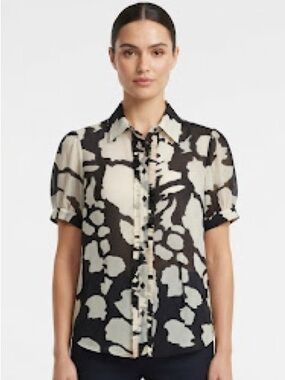 BASLER PRINTED SILK TOP BLOUSE 36